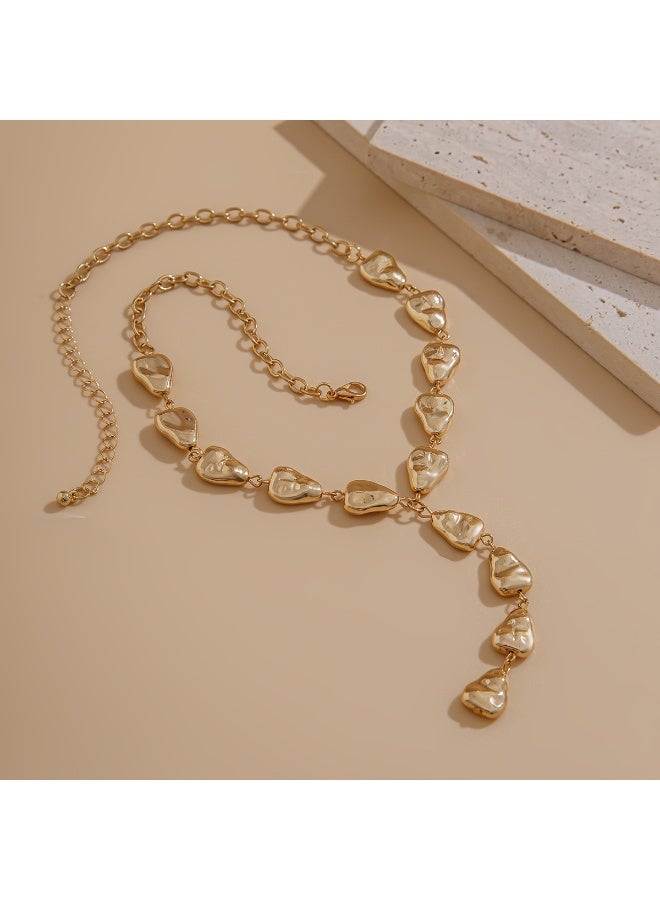 حقل قلادة Y ذات اللون المُغلف بالذهب 24 كرات، قلادة للسيدات، قلادة للفتيات - Image 2